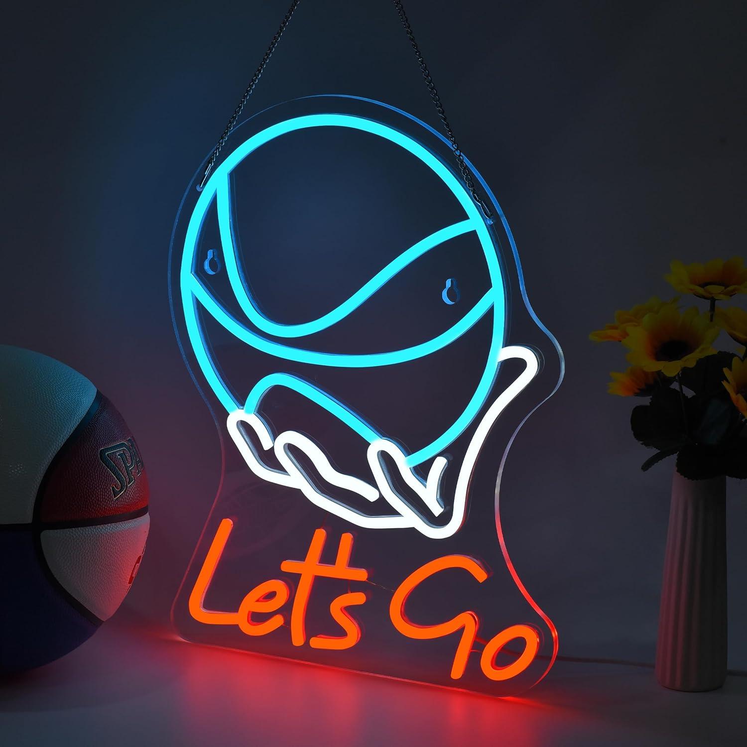 Let's Go Basketball Neon Sign  - Lighting Decoration Ideas ulasan dan harga