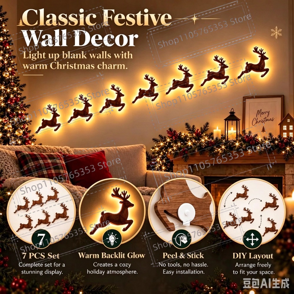 2027 Reindeer Glow Christmas D - Up Lighting Decor ulasan dan harga