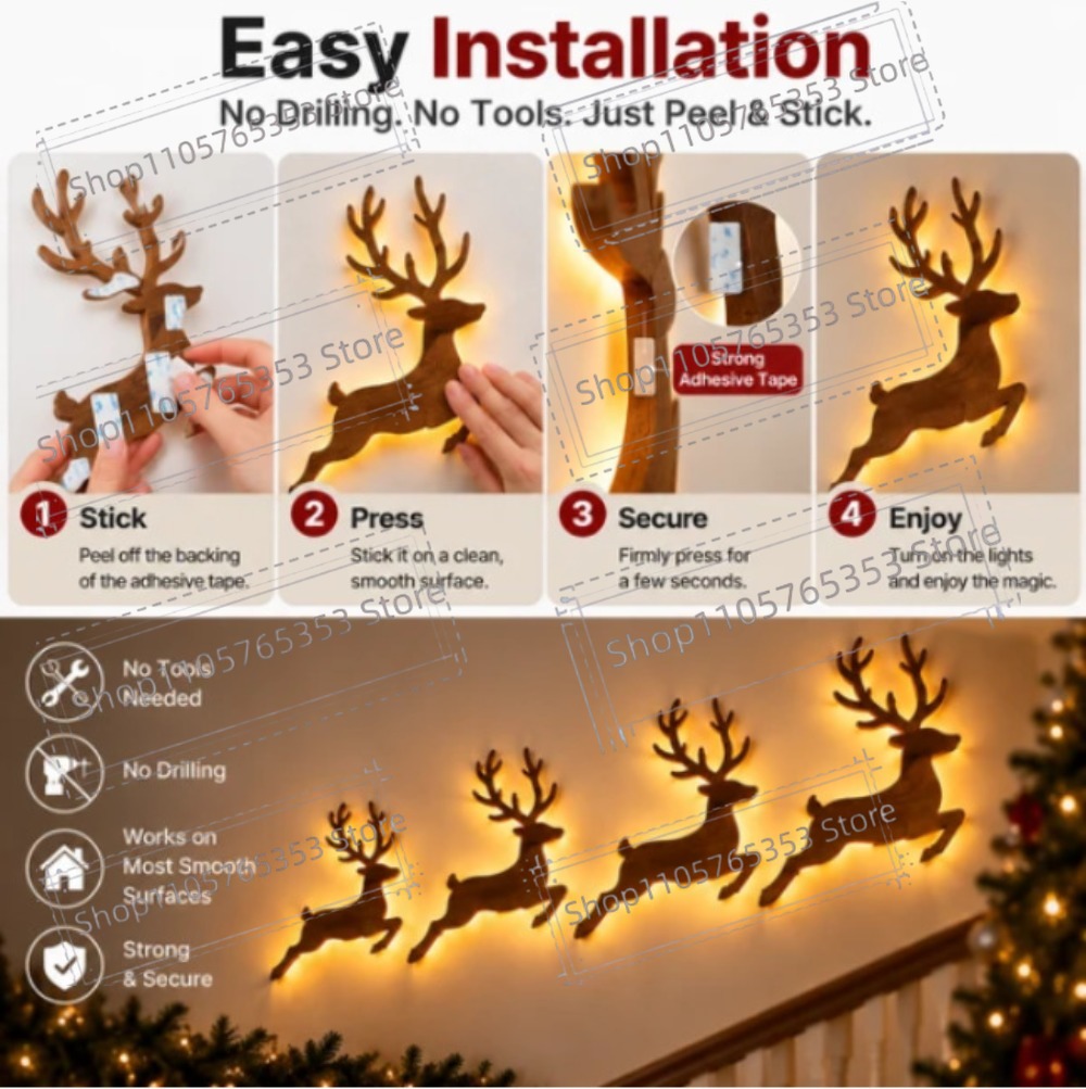 2027 Reindeer Glow Christmas D - Up Lighting Decor ulasan dan harga
