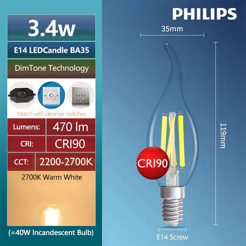 PHILIPS Master LED Candle E14  - Philips Bulb Led Classic ulasan dan harga