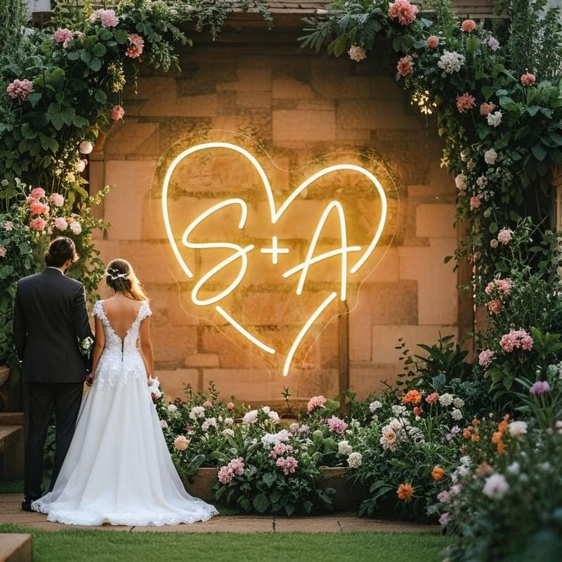 Custom Initials Heart LED Neon - Lighting Christmas Decor ulasan dan harga