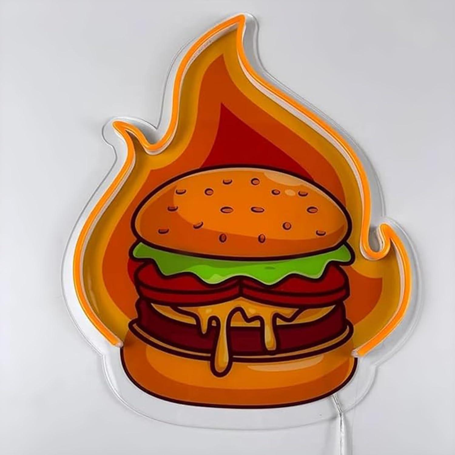 Burger Neon Sign LED Hamburger - Lighting Decoration Ideas ulasan dan harga